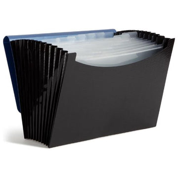 Smead Poly Frequency Expanding File, 12 Pockets, Flap and Cord Closure, Letter Size, Blue/Black