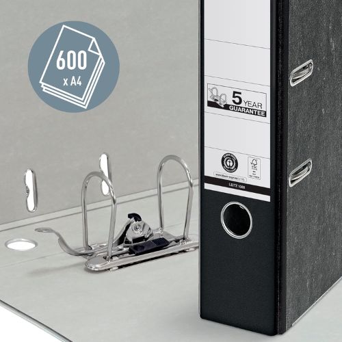 Leitz Lever Arch File A4 80mm, Black, Durable Document Organizer