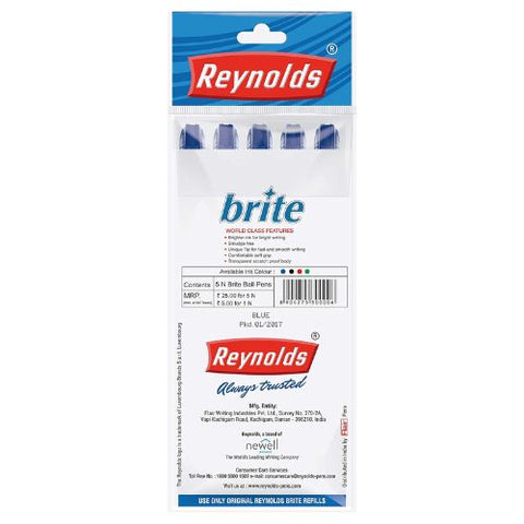 Reynolds Brite Ballpoint Pens – Blue / Black / Red Ink Set of 5