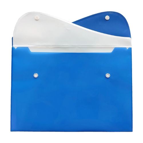 A4 Stud Document Folder Dual Pocket File Twin Button Closure Plastic Wallet